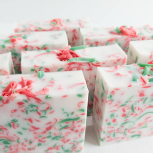 Christmas Cranberry Confetti Triple Butter Handmade Artisan Glycerin Soap Bar