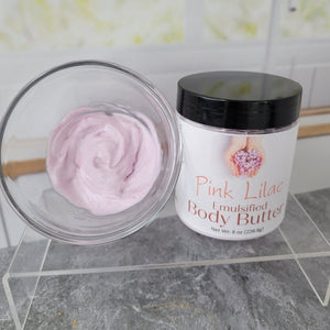 Jar of Pink Lilac scented Body Butter for deep hydration