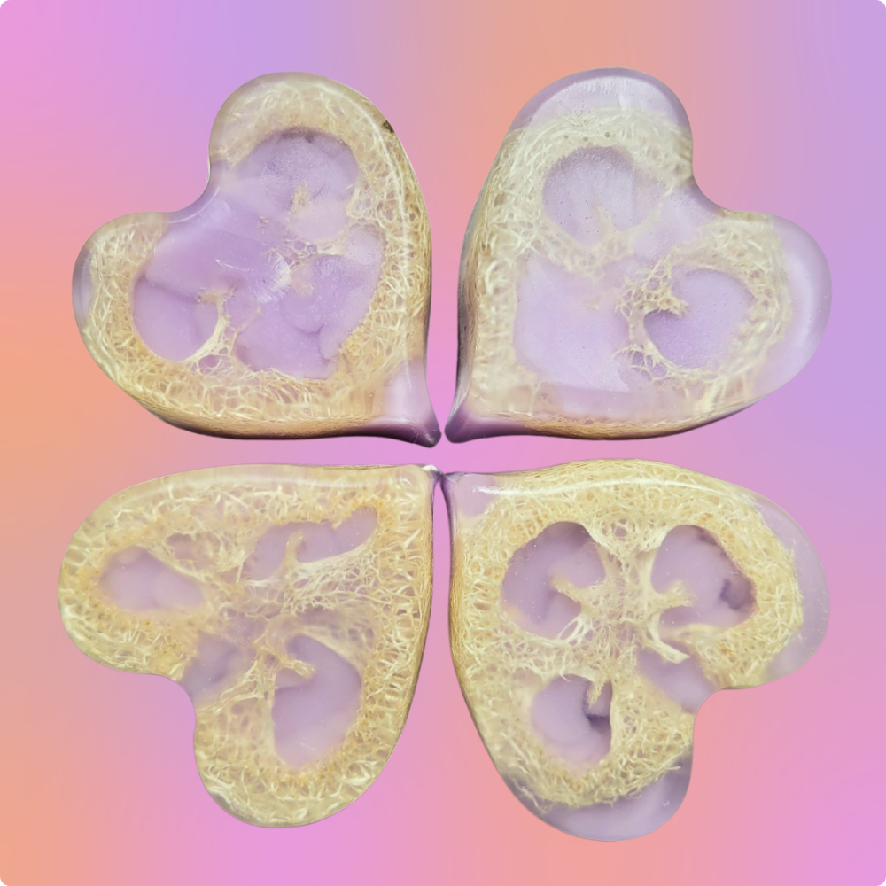 Loofah Heart Triple Butter Glycerin Soap Bar