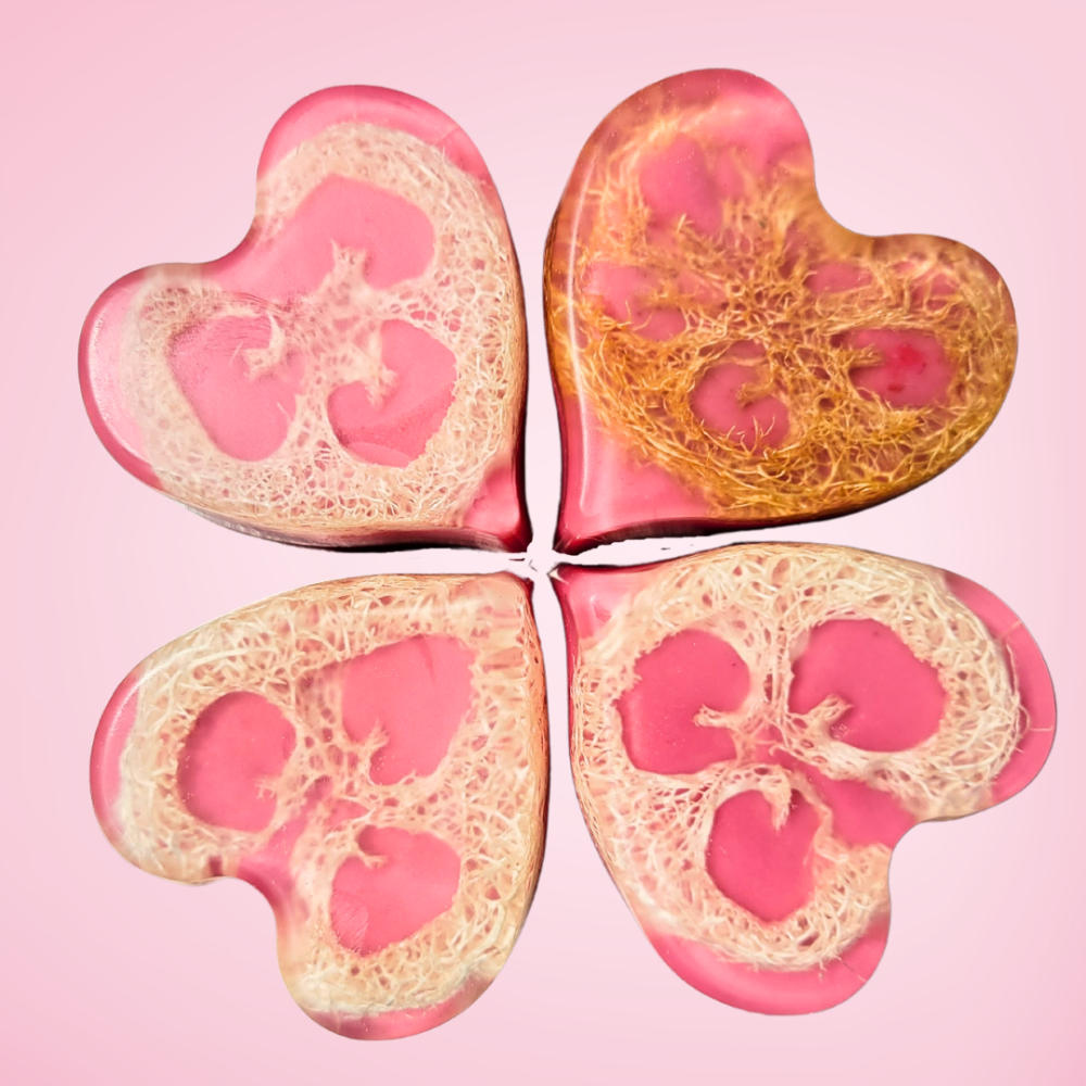 Loofah Heart Triple Butter Glycerin Soap Bar