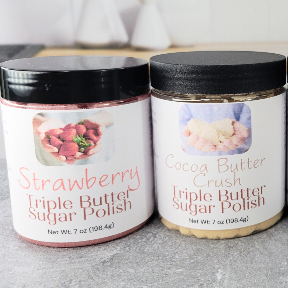 Triple Butter Sugar Polish jars in 2 scents