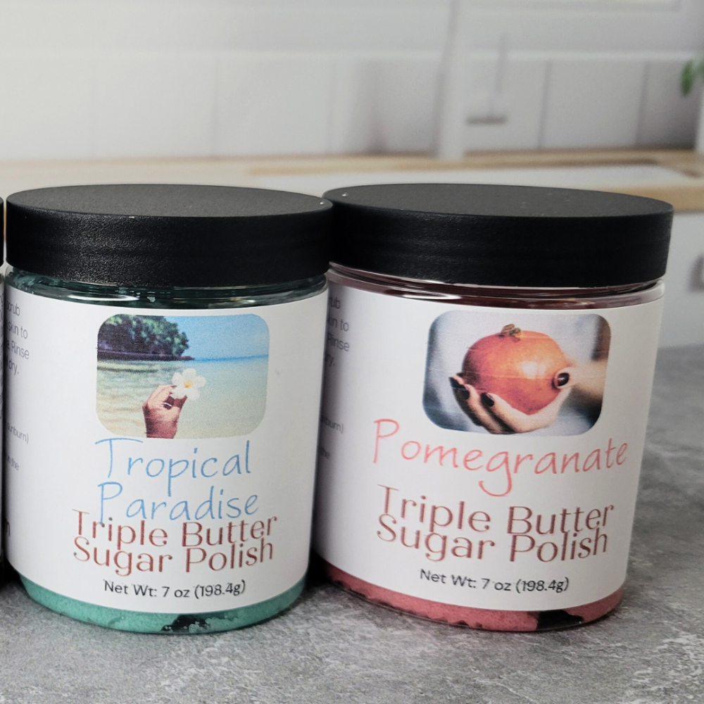 Triple Butter Sugar Polish jars in 2 scents